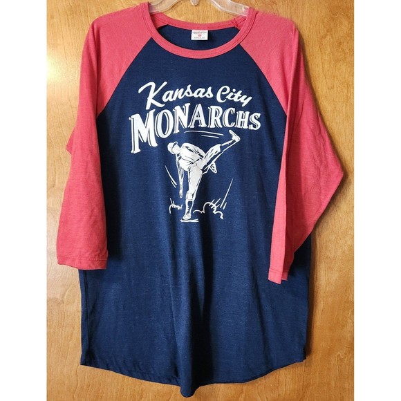 Charlie Hustle Kansas City Monarchs Navy museum raglan 3/4 sleeve t-shirt - Picture 3 of 7
